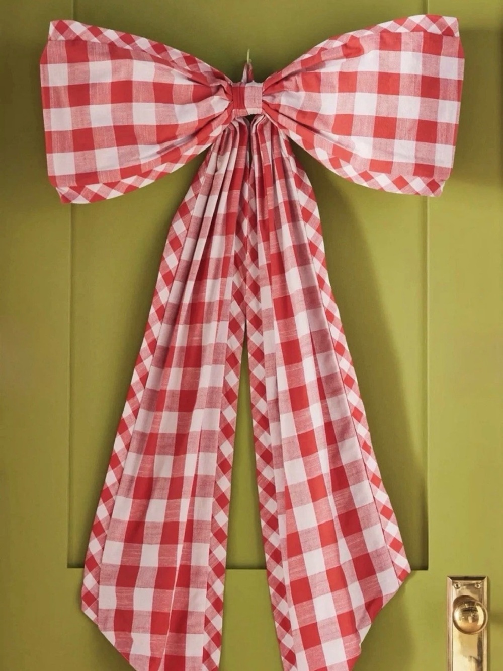 Anthropologie Gingham Oversized Bow Tree Topper Red Plaid New In Box